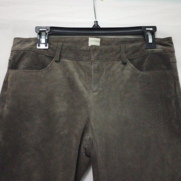 ***SOLD***  Ultra Soft Suede Leather Slim Straight Leg Pants sz 4 Mushroom Brown - Picture 3 of 8